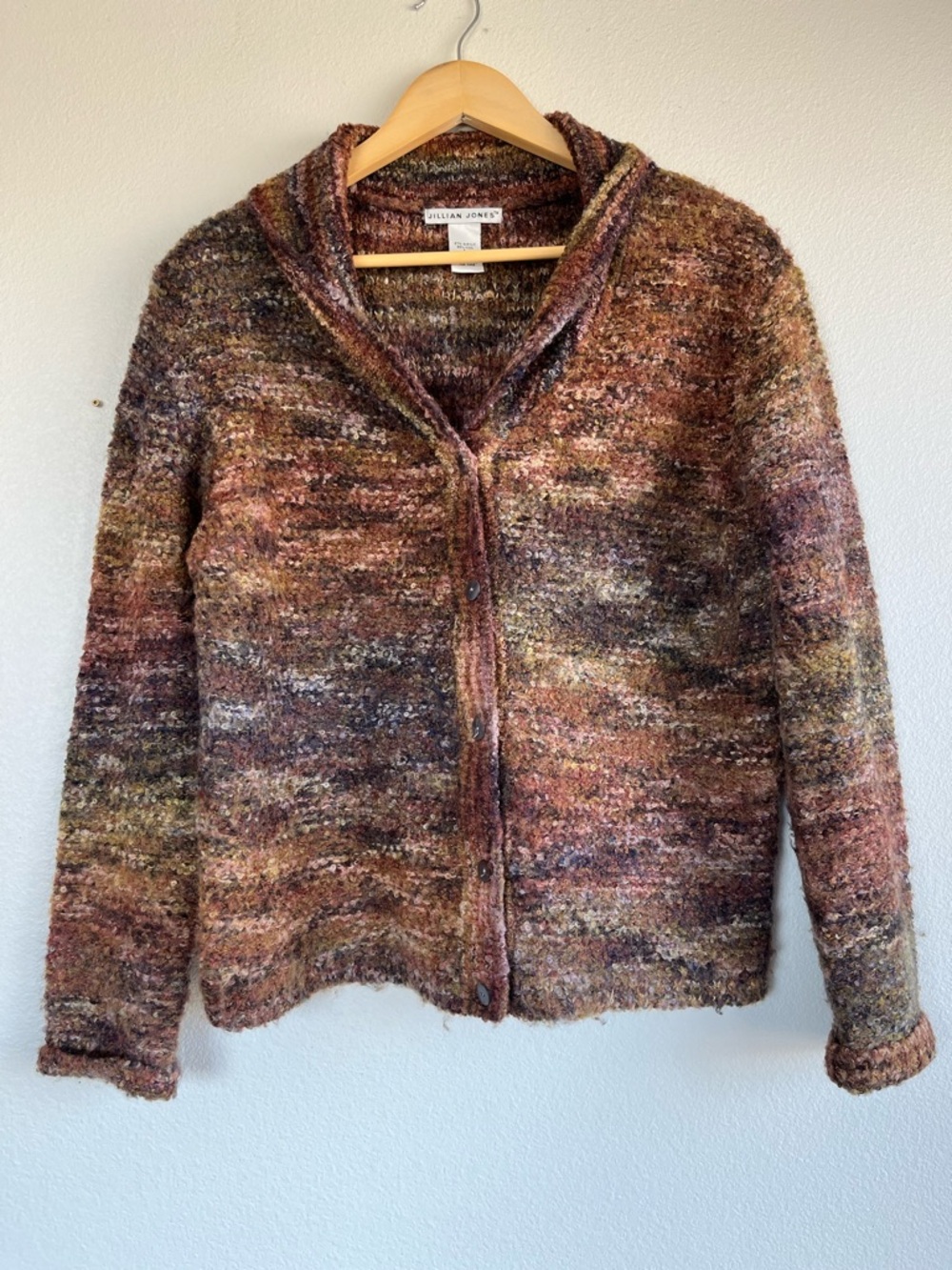 Vintage Jillian Jones Hippie Boho Multicolor Button Cardigan Size Large
